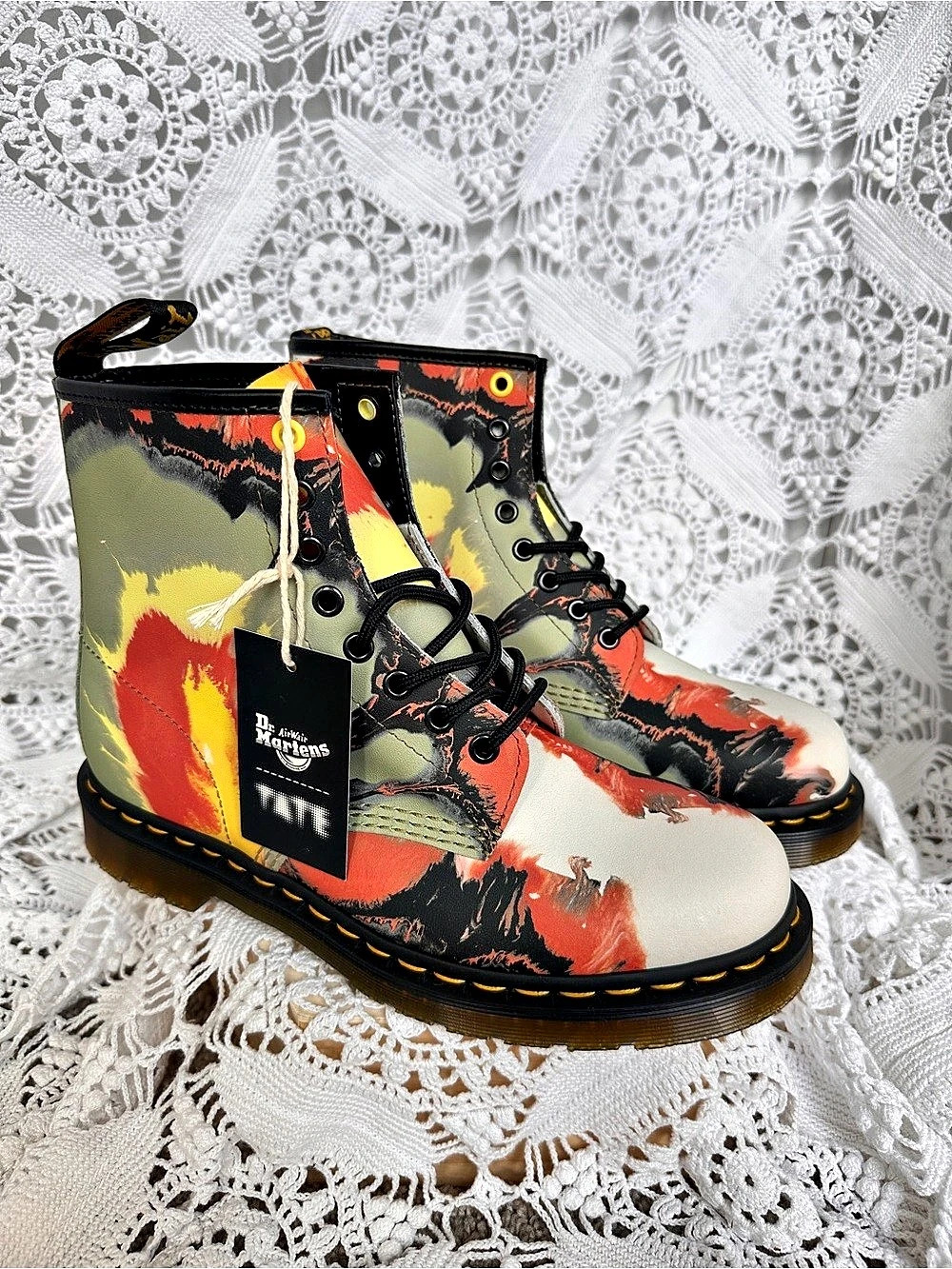 Dr. Martens 1460 x Tate Museum Collab 'Volcanic Flare' Leather Boots - New With - Picture 2 of 15